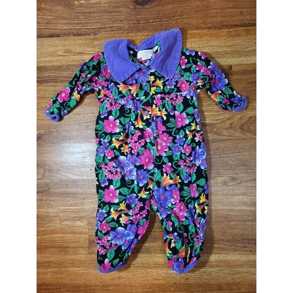 Vtge Baby Beluga Size 18 M Floral Bubble Leg Romper L/S - Picture 1 of 4